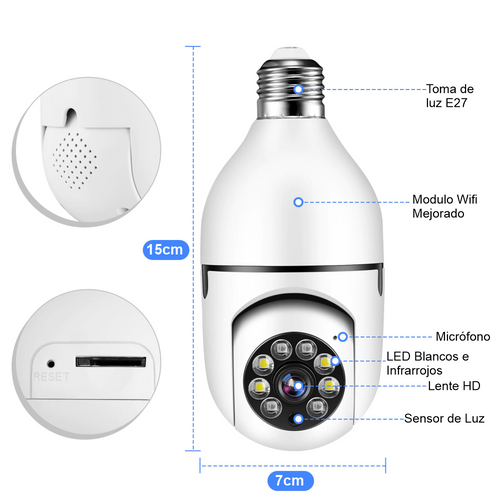 LumiGuard™ | Cámara Bombillo de Seguridad 360°